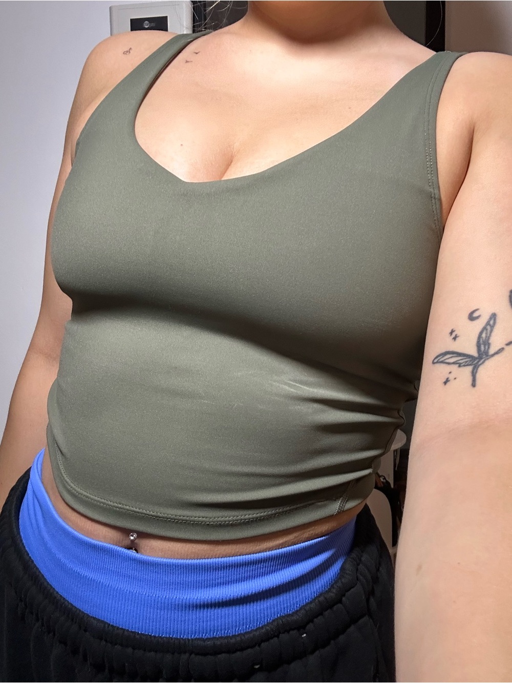 Amazon Olive Scoop Neck Tank Crop Top